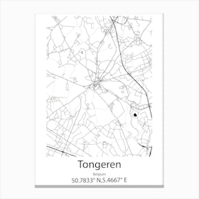 Tongeren,Belgium Minimalist Map Canvas Print