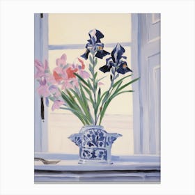 A Vase With Iris, Flower Bouquet 2 Canvas Print