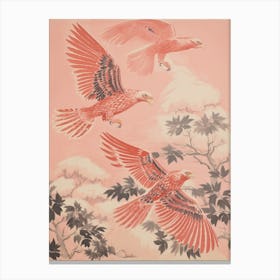 Vintage Japanese Inspired Bird Print Hawk 3 Canvas Print