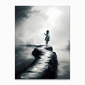 Little Girl Walking On A Path Canvas Print