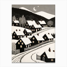 Minimalist Scandinavian Village Painting (28) Canvas Print