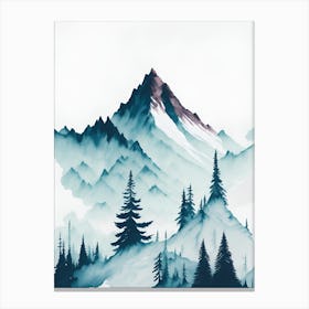 Mountain And Forest In Minimalist Watercolor Vertical Composition 176 Canvas Print