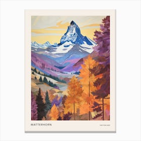 Matterhorn Italy And Switzerland 1 Colourful Mountain Illustration Poster Canvas Print