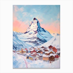 Dreamy Winter Painting Zermatt Switzerland 3 Canvas Print