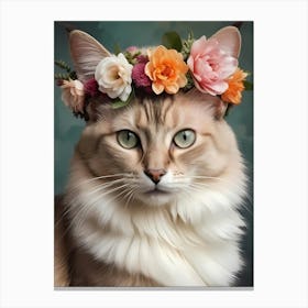 Balinese Javanese Cat With Flower Crown (32) Canvas Print