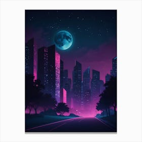 Neon City Night Canvas Print