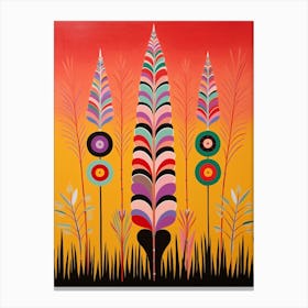 Flower Motif Painting Fountain Grass 3 Canvas Print