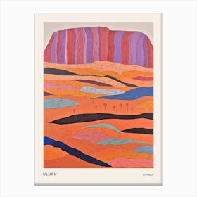 Uluru Australia 3 Colourful Mountain Illustration Poster Canvas Print
