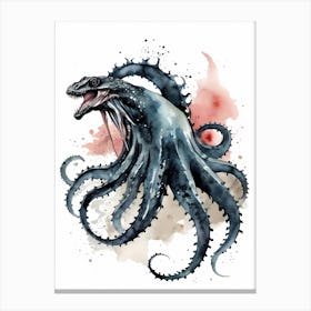 Kraken Watercolor Painting (24) Canvas Print