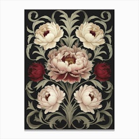 Peonies William Morris Style 12 Canvas Print