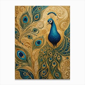 Golden Peacock Canvas Print