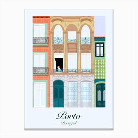 Porto Pup vintage inspired travel poster Canvas Print