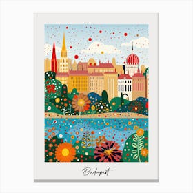 Poster Of Budapest, Illustration In The Style Of Pop Art 1 Canvas Print