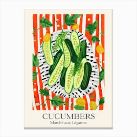 Marche Aux Legumes Cucumbers Summer Illustration 3 Canvas Print