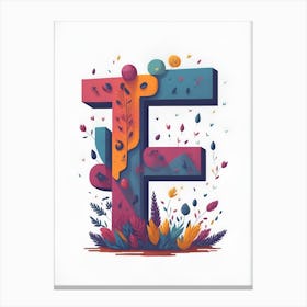 Colorful Letter F Illustration 26 Canvas Print