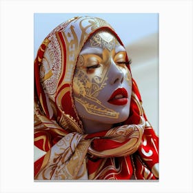 Muslim Woman In Red Scarf 1 Canvas Print
