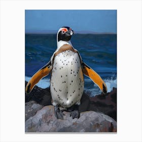 Galapagos Penguin Deception Island Colour Block Painting 1 Canvas Print
