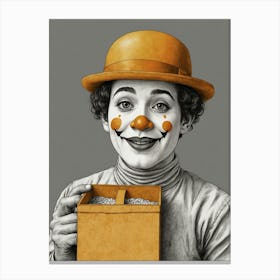 Clown With A Box Canvas Print