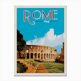 Rome Colosseum Travel Poster Canvas Print