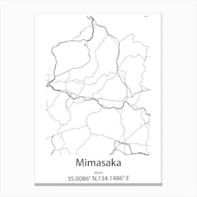 Mimasaka,Japan Minimalist Map Canvas Print