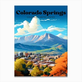 Colorado Springs Colorado United States Mountain Travel Illustration Canvas Print