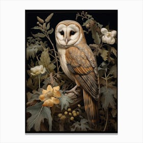 Dark And Moody Botanical Barn Owl 2 Canvas Print