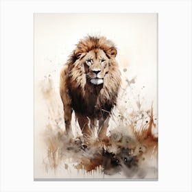 Lion Art Painting Wash Paint Style 1 Canvas Print