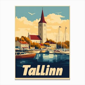 Aihrgdesign A Retro Travel Poster For Tallinn 1 Canvas Print