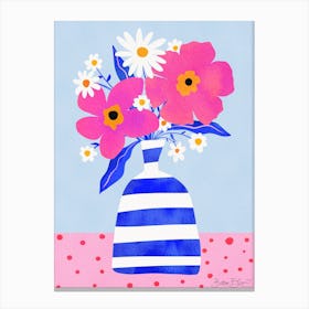 Maximalist Flower Vase - Pink Art Canvas Print