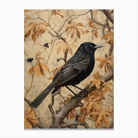 Dark And Moody Botanical Robin 2 Canvas Print
