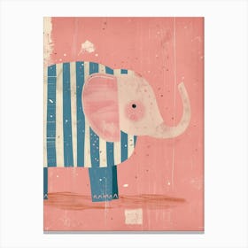 'Elephant' Pink And Blue Nursery Canvas Print