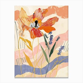 Colourful Flower Illustration Cosmos 1 Canvas Print