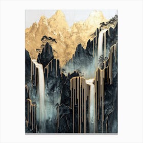 Appalachian Mountains Golden Peaks - Metallic Grandeur Canvas Print