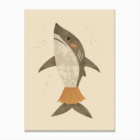 Shark In A Skirt Muted Pastel Canvas Print
