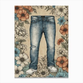 Jeans And Flowers 1 Canvas Print