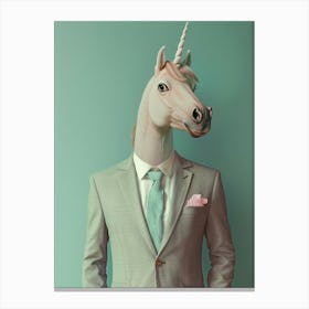 Toy Pastel Unicorn In A Suit 1 Canvas Print