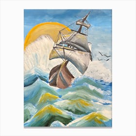Sailing Ship In Rough Seas Canvas Print