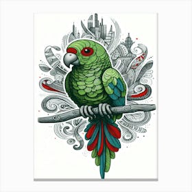 Nugget Parrot On A Branch Canvas Print