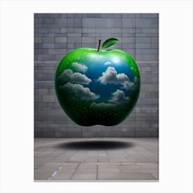 Green Apple With Clouds Canvas Print