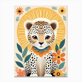 Floral Cute Baby Leopard Nursery Illustration (20) Canvas Print