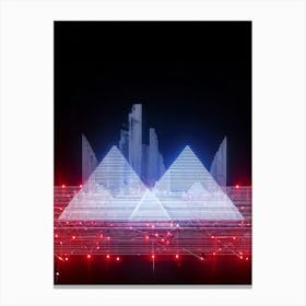 Abstract Cyber Concept Retro Futuristic Geometric Shapes Dots And Lines Creating A Digital Wave I 2 1 Canvas Print