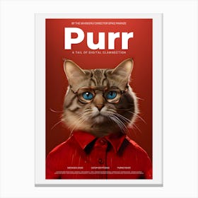 Purr - A Funny Cat With Glasses Inspired By The Her Movie Canvas Print