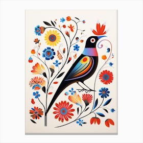 Scandinavian Bird Illustration Blackbird 4 Canvas Print