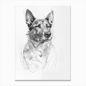 Akita Dog Charcoal Line 1 Canvas Print