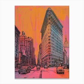 The Flatiron District New York Colourful Silkscreen Illustration 1 Canvas Print