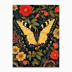 Butterfly In The Garden Inspired By William Morris 1 Canvas Print