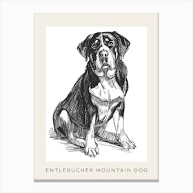 Entlebucher Mountain Dog Line Sketch 2 Poster Canvas Print