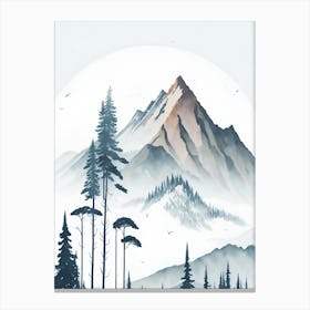 Mountain And Forest In Minimalist Watercolor Vertical Composition 174 Canvas Print