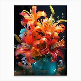 Glass Tiger Lily In A Vase Canvas Print