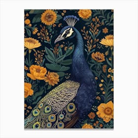 Navy Blue Peacock Wallpaper 1 Canvas Print
